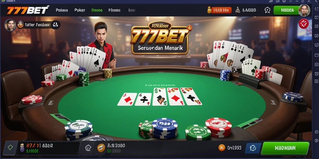 Screenshot utama 777BET yang menampilkan serunya bermain Poker.