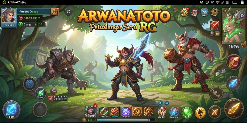 Tampilan gameplay seru dalam <strong>ARWANATOTO</strong>, menunjukkan aksi petualangan epik.