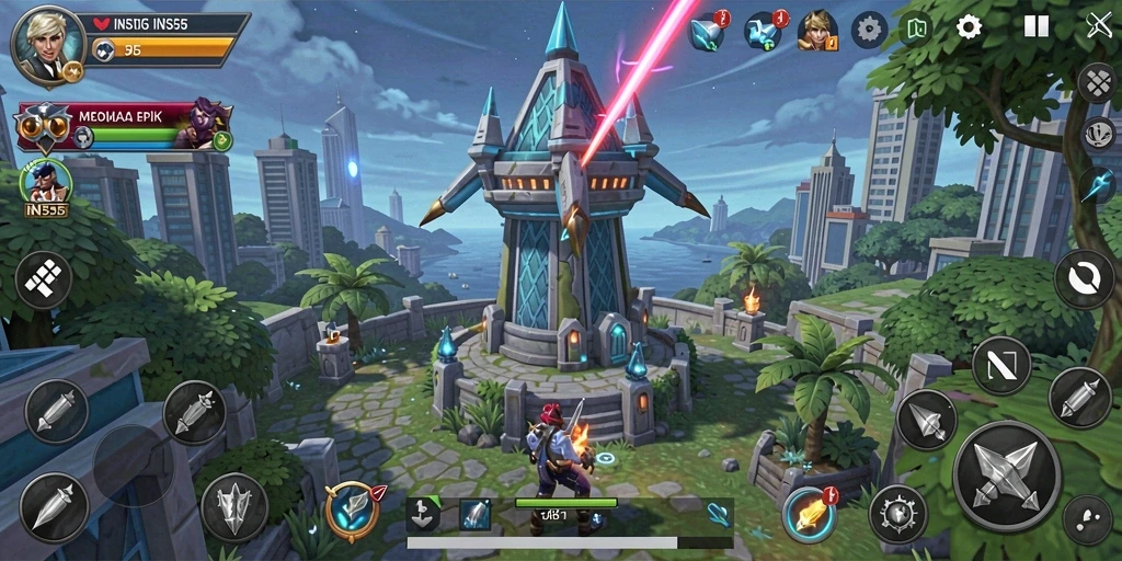 Gameplay mendebarkan di INS55 dengan menara dan strategi cerdas.