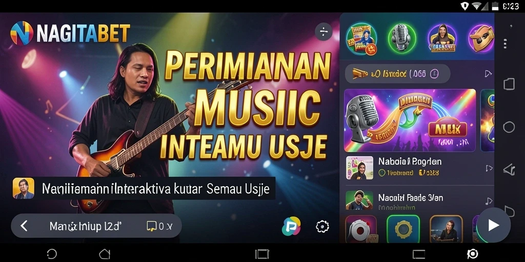 Tampilan gameplay interaktif NAGITABET dengan berbagai pilihan musik.