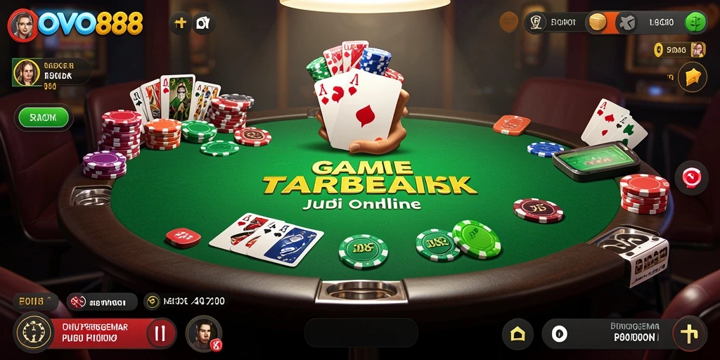 Screenshot gameplay OVO88 menampilkan aksi poker yang mendebarkan.