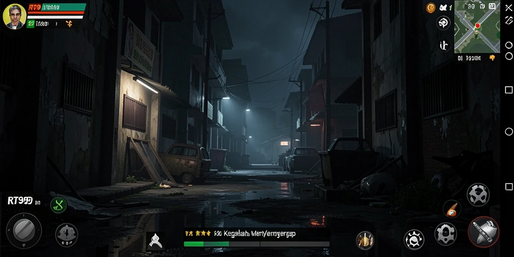 Screenshot gameplay RT99 yang menggambarkan suasana Horror mencekam.