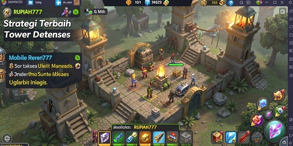 Screenshot menampilkan aksi menegangkan dalam game Tower Defense.