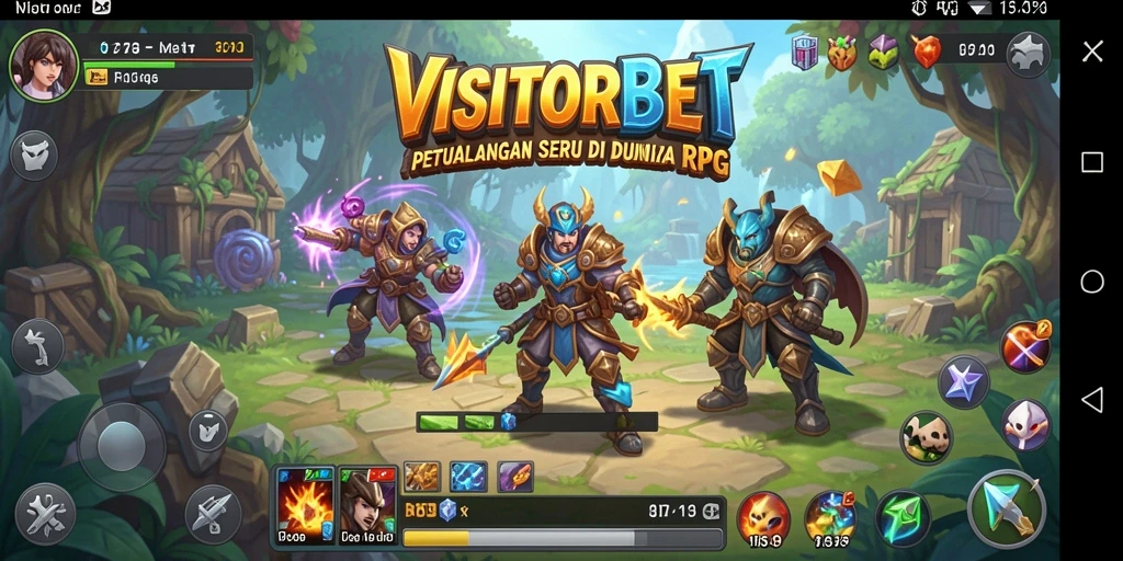 Screenshot utama dari VISITORBET menampilkan aksi pertempuran yang seru di dunia RPG.